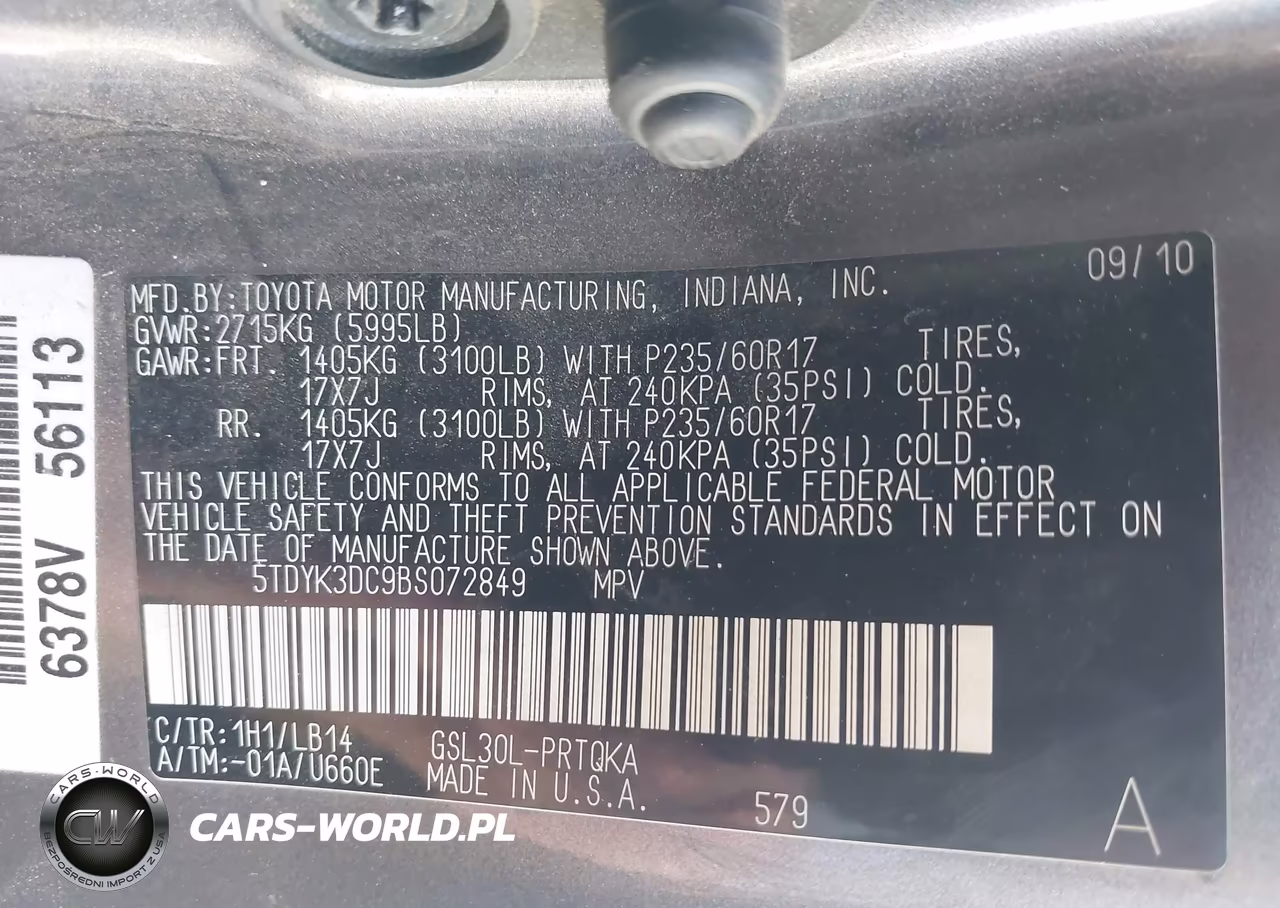 2011 Toyota Sienna Xle V6 VIN:5TDYK3DC9BS072849 - 9