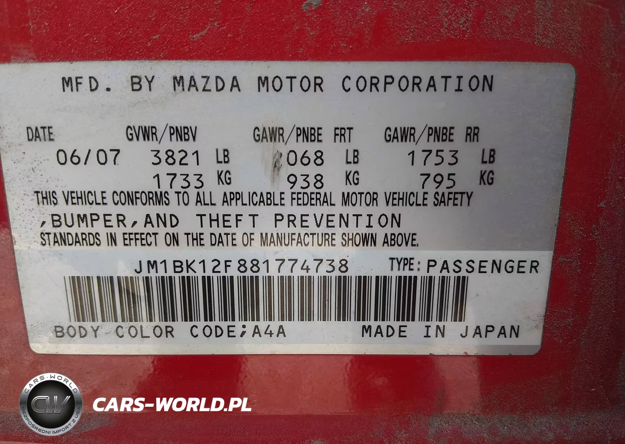2008 Mazda Mazda3 I VIN:JM1BK12F881774738 - 9