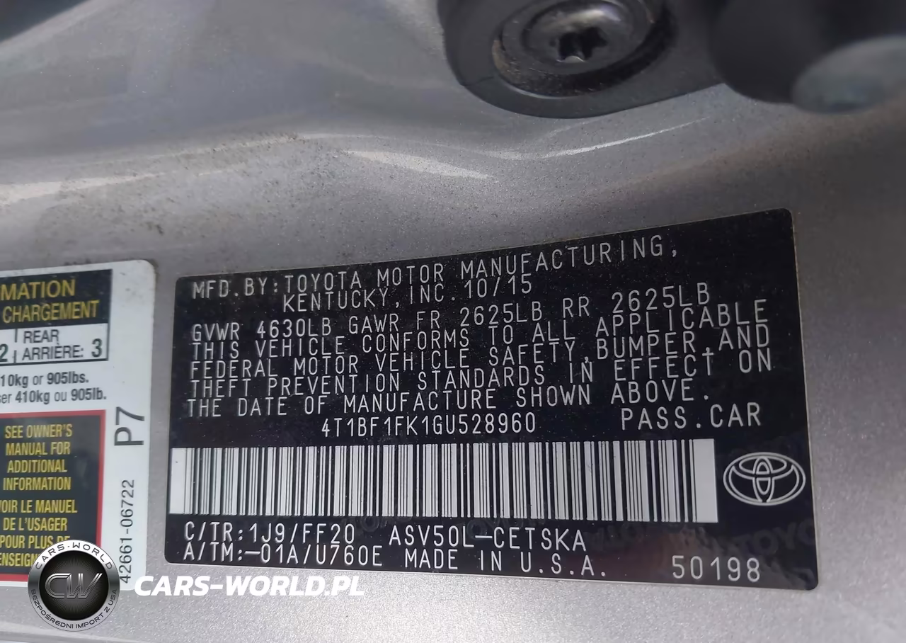 2016 Toyota Camry Se VIN:4T1BF1FK1GU528960 - 9