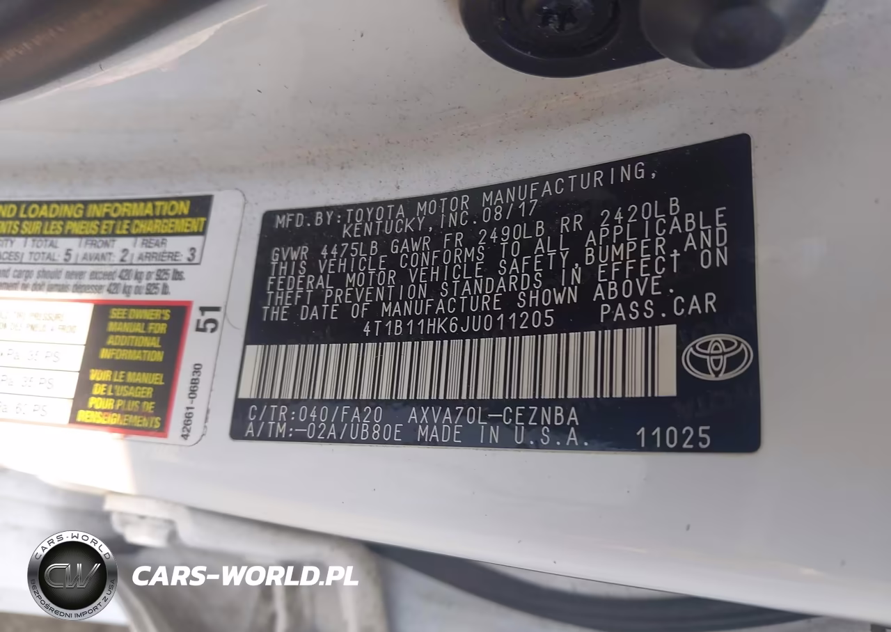 2018 Toyota Camry Le VIN:4T1B11HK6JU011205 - 9