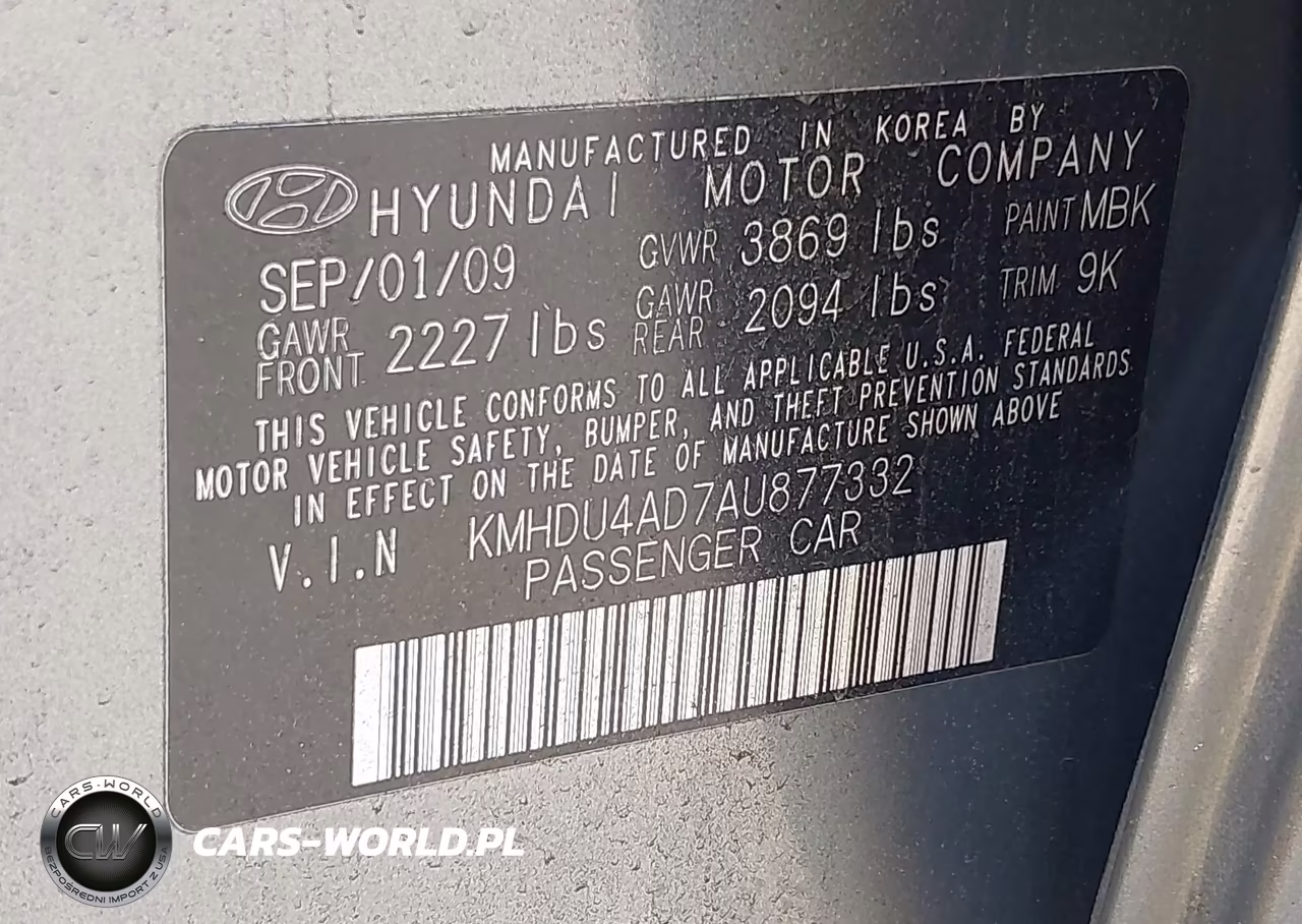 2010 Hyundai Elantra Gls VIN:KMHDU4AD7AU877332 - 9