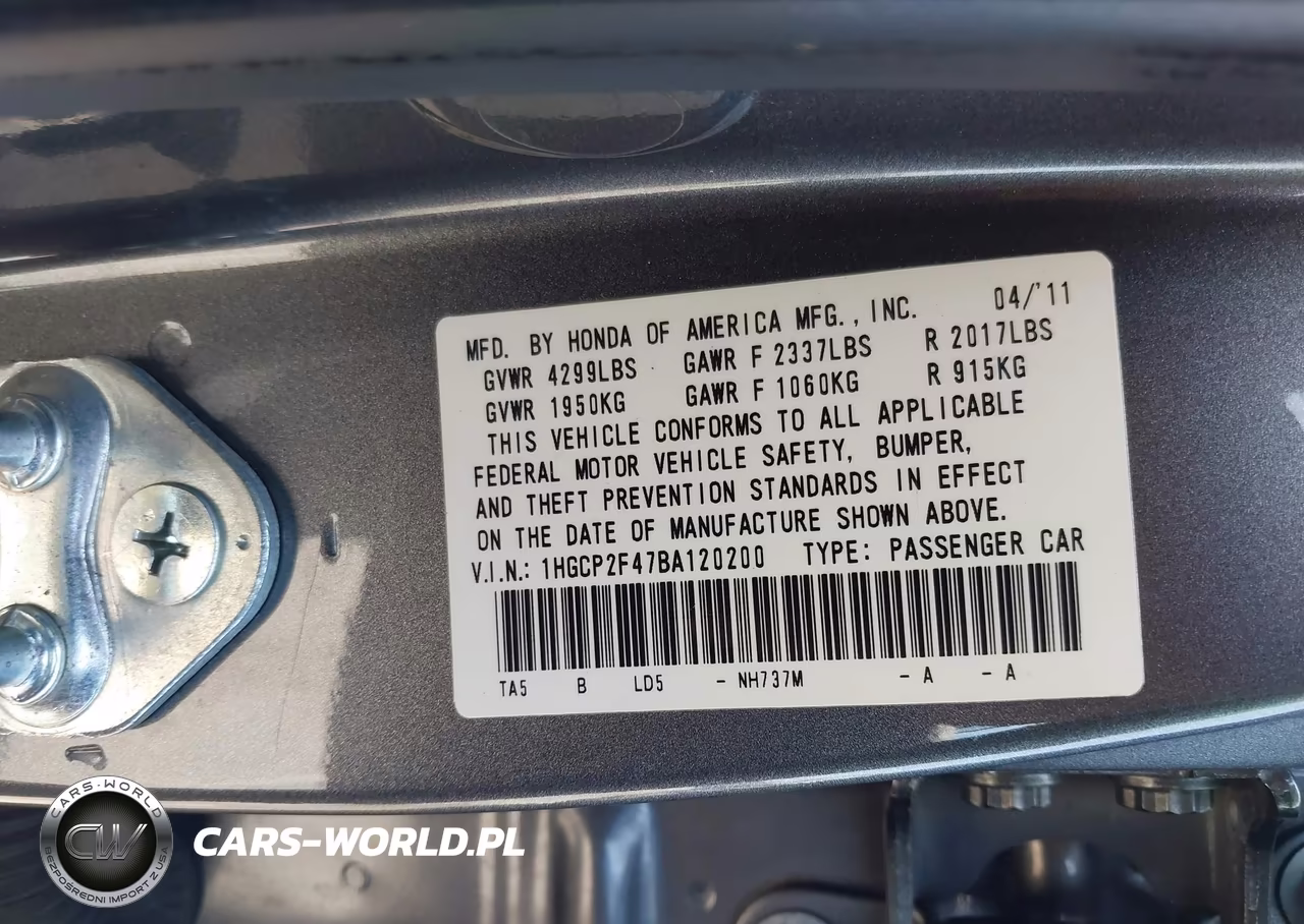 2011 Honda Accord 2.4 Lx-P VIN:1HGCP2F47BA120200 - 9