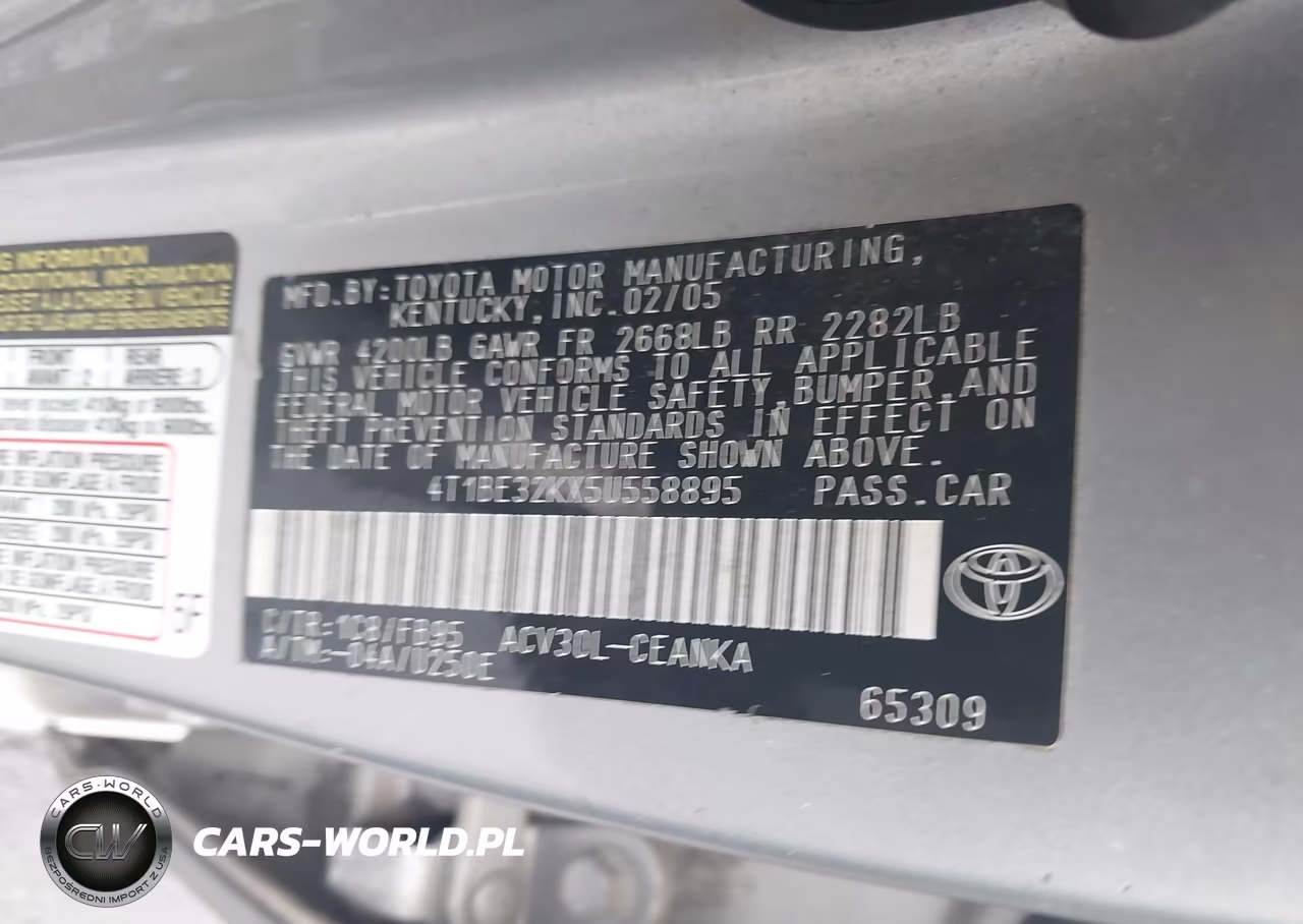 2005 Toyota Camry Le VIN:4T1BE32KX5U558895 - 9