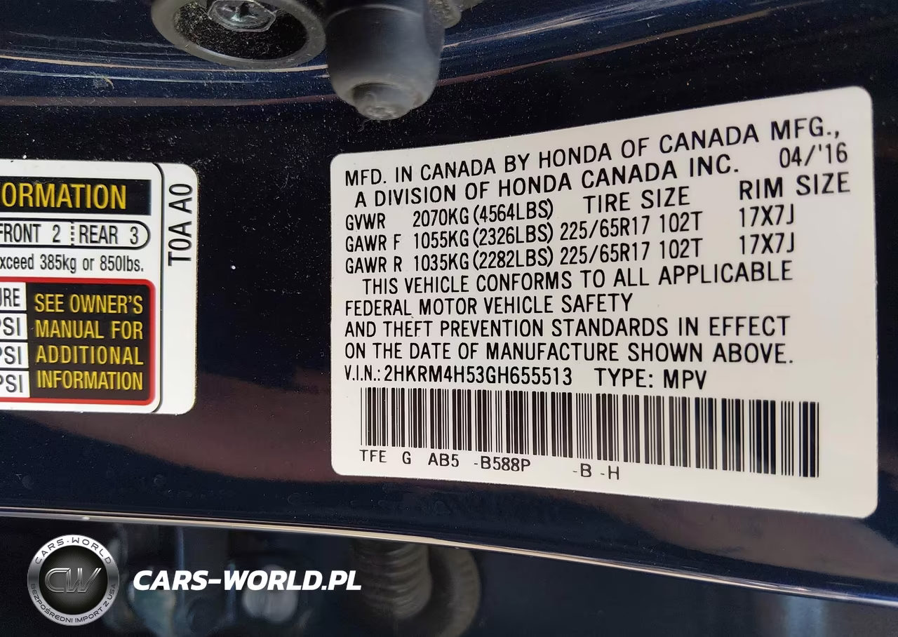 2016 Honda Cr-V Ex VIN:2HKRM4H53GH655513 - 9