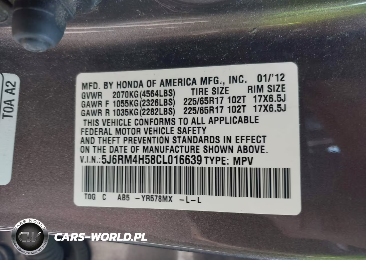 2012 Honda Cr-V Ex VIN:5J6RM4H58CL016639 - 9