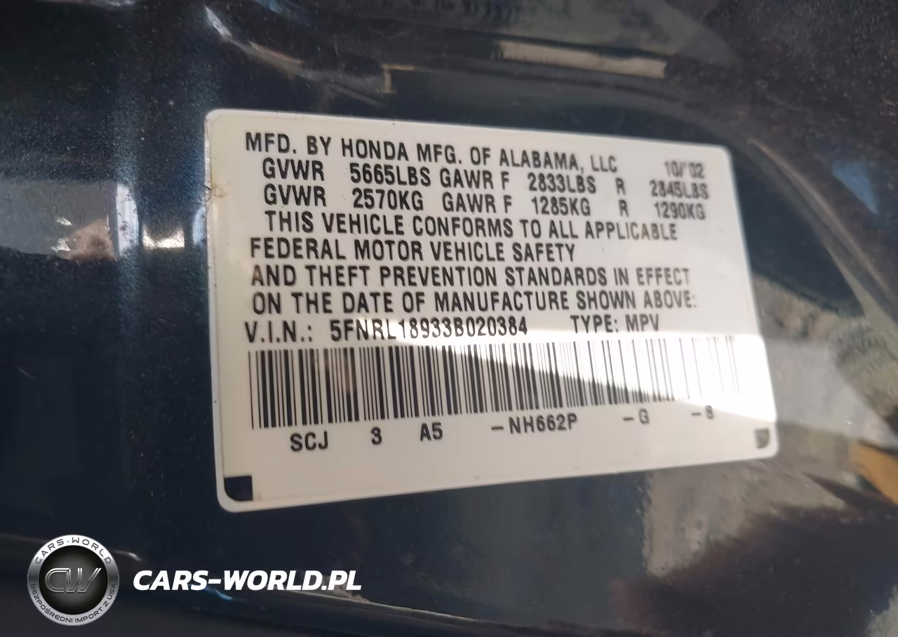 2003 Honda Odyssey Ex-L VIN:5FNRL18933B020384 - 9