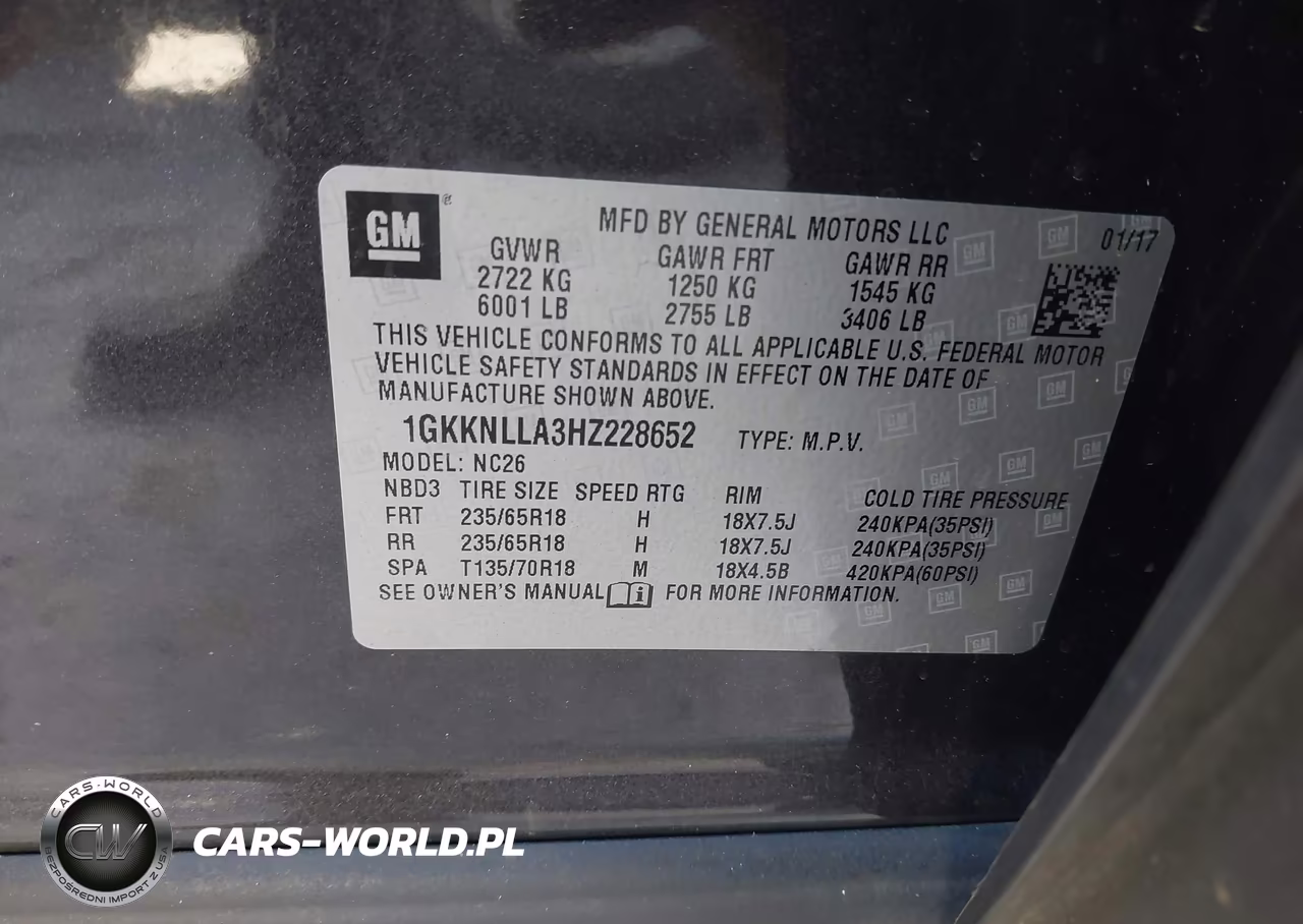 2017 GMC Acadia Sle-2 VIN:1GKKNLLA3HZ228652 - 9