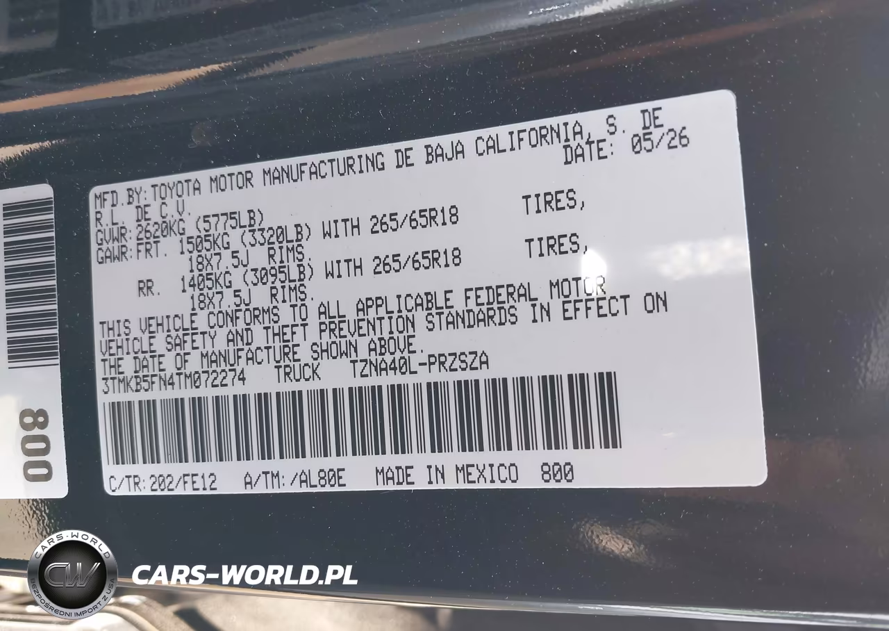 2026 Toyota Tacoma Trd Sport VIN:3TMKB5FN4TM072274 - 9