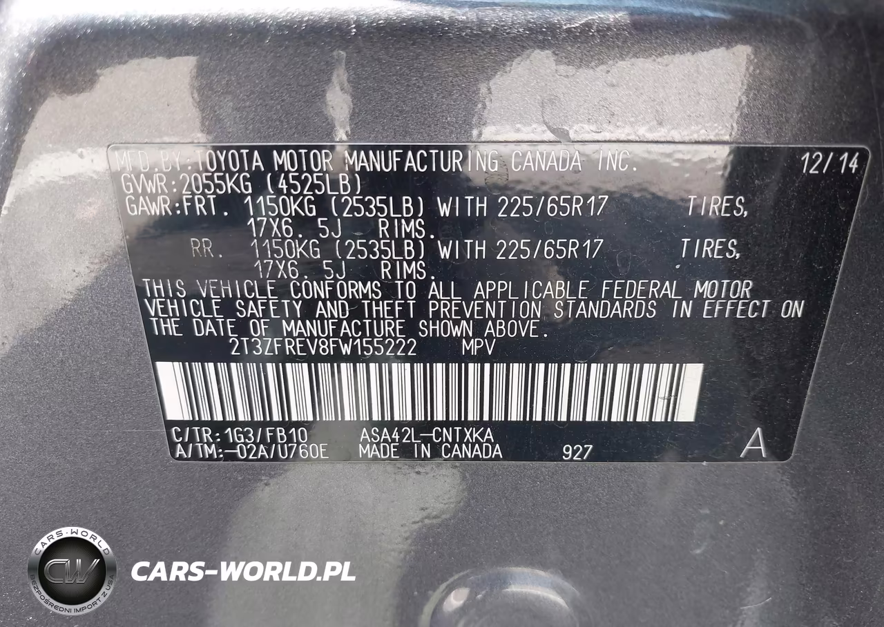 2015 Toyota Rav4 Le VIN:2T3ZFREV8FW155222 - 9