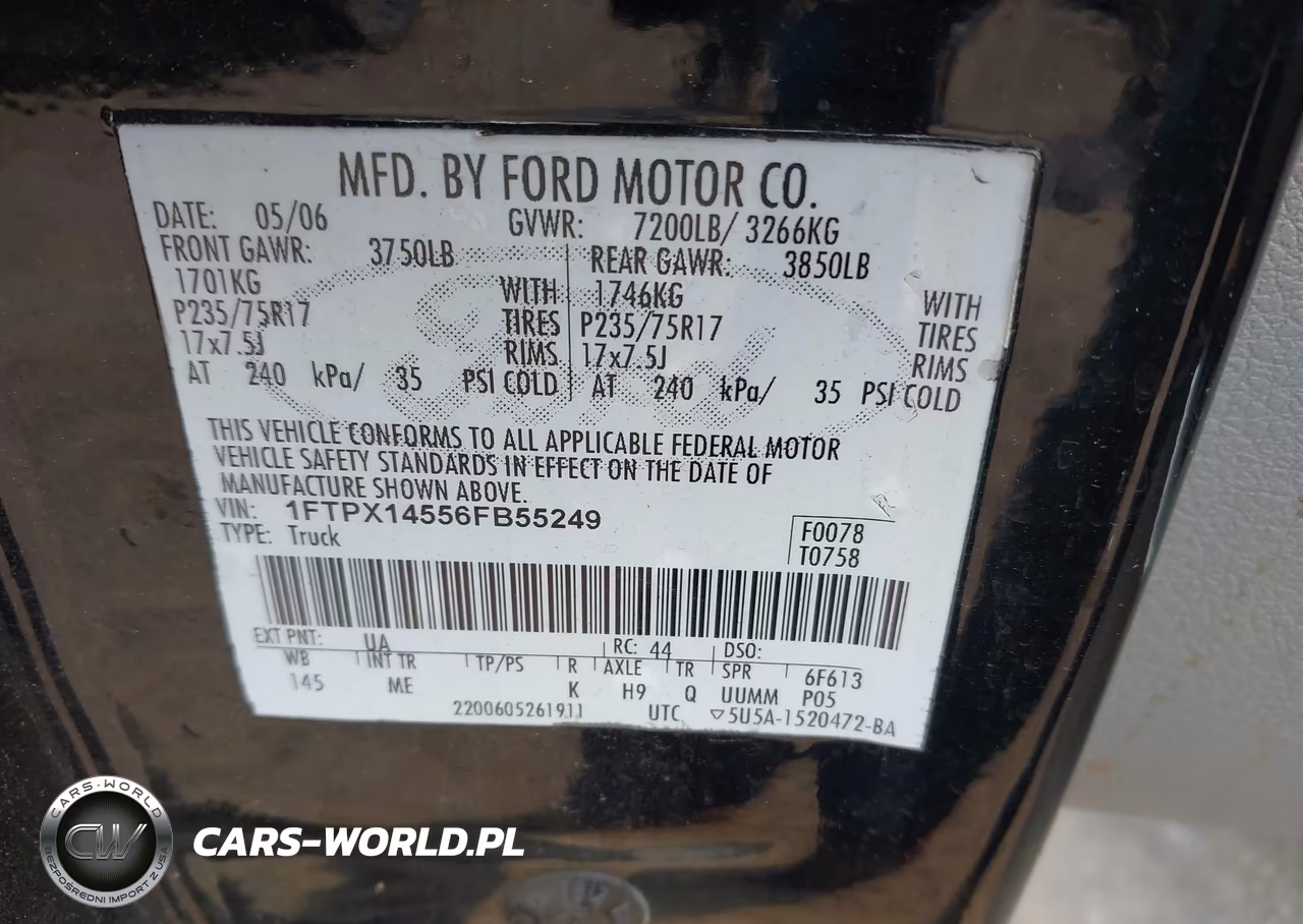 2006 Ford F-150 Fx4-Lariat-Xl-Xlt VIN:1FTPX14556FB55249 - 9