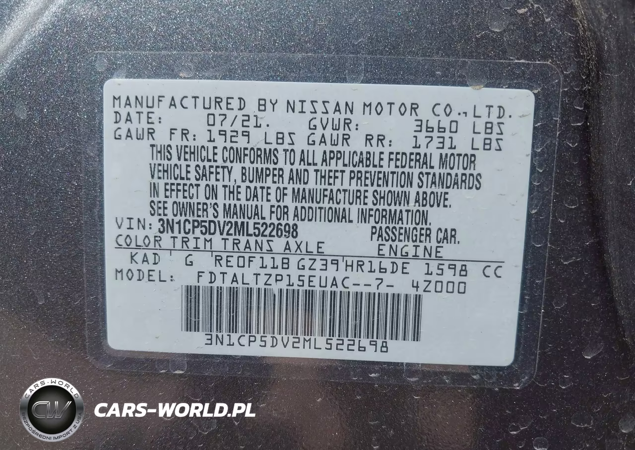 2021 Nissan Kicks Sr VIN:3N1CP5DV2ML522698 - 9