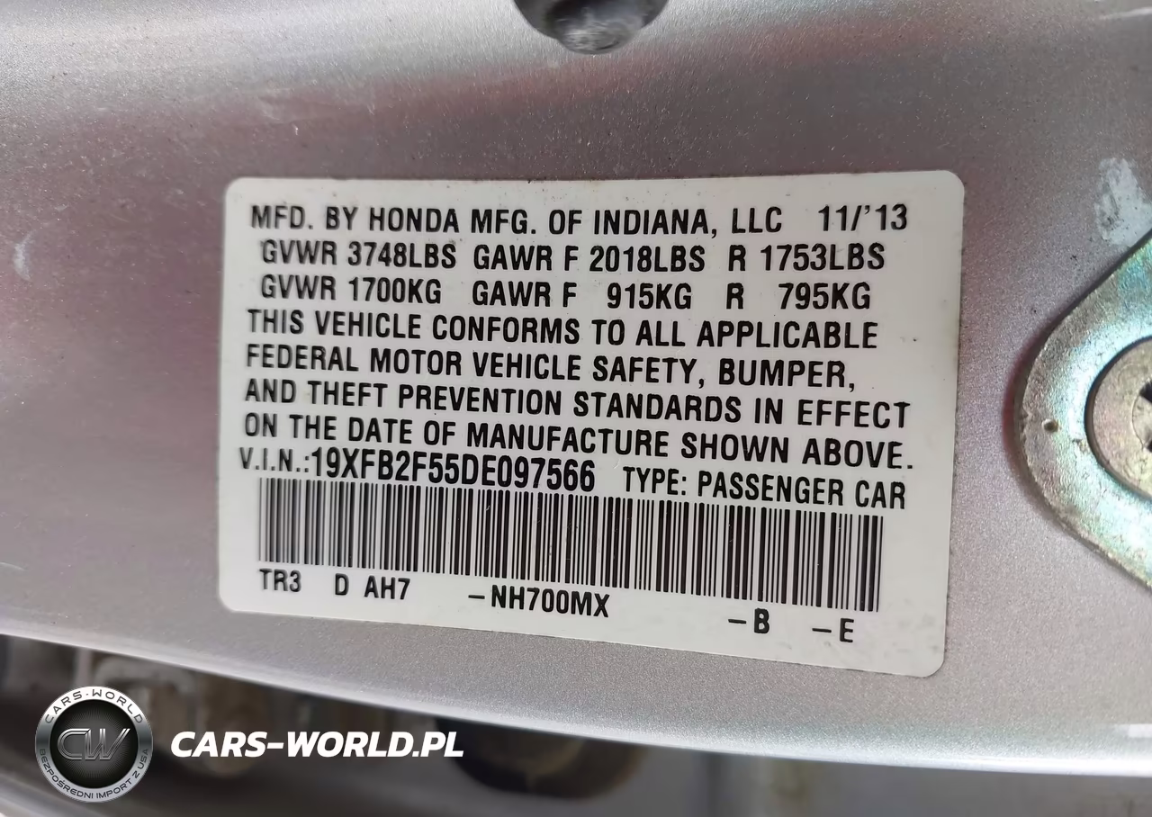 2013 Honda Civic Lx VIN:19XFB2F55DE097566 - 9