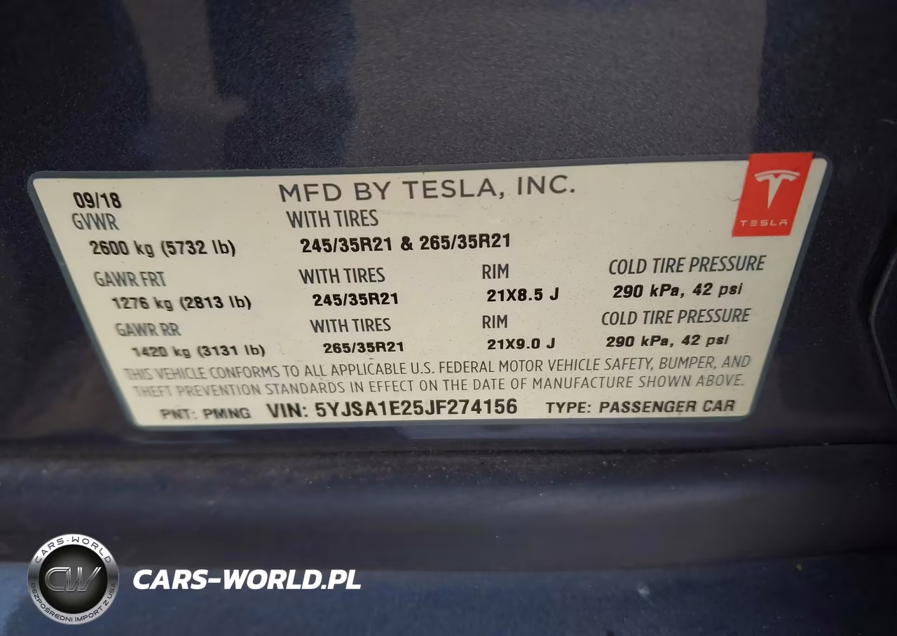 2018 Tesla Model S 100D-75D-P100D VIN:5YJSA1E25JF274156 - 9