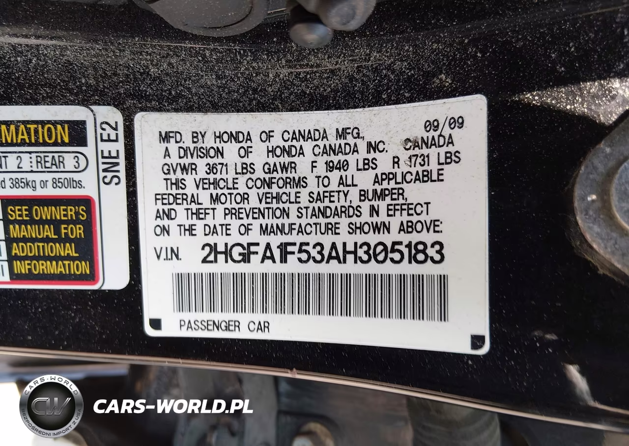 2010 Honda Civic Lx VIN:2HGFA1F53AH305183 - 9