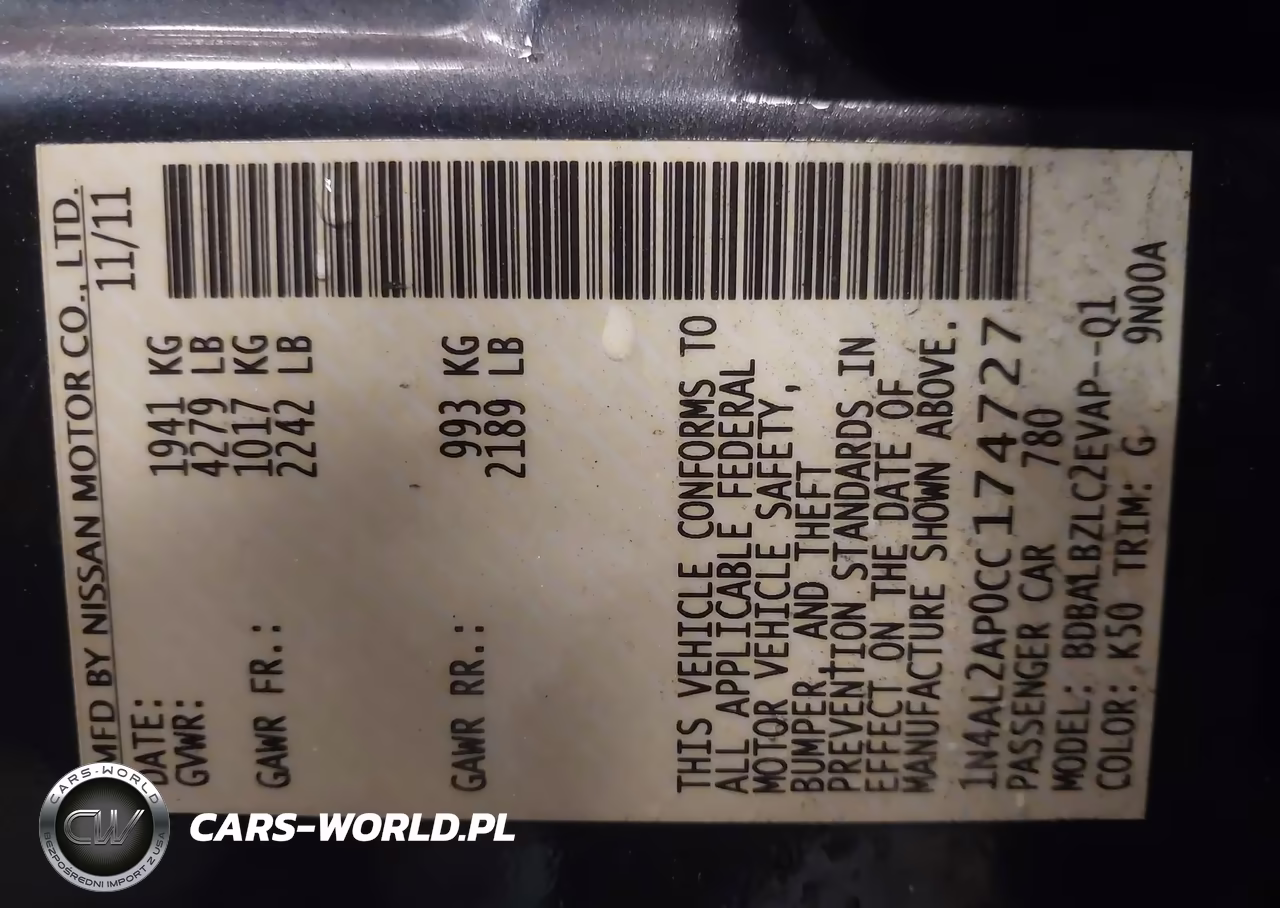 2012 Nissan Altima 2.5 S VIN:1N4AL2AP0CC174727 - 9