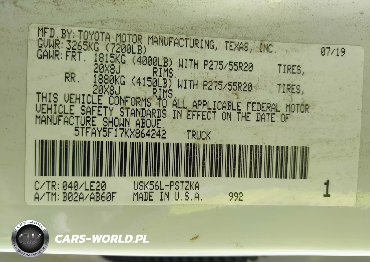 2019 Toyota Tundra Platinum 5.7L V8 VIN:5TFAY5F17KX864242 - 9