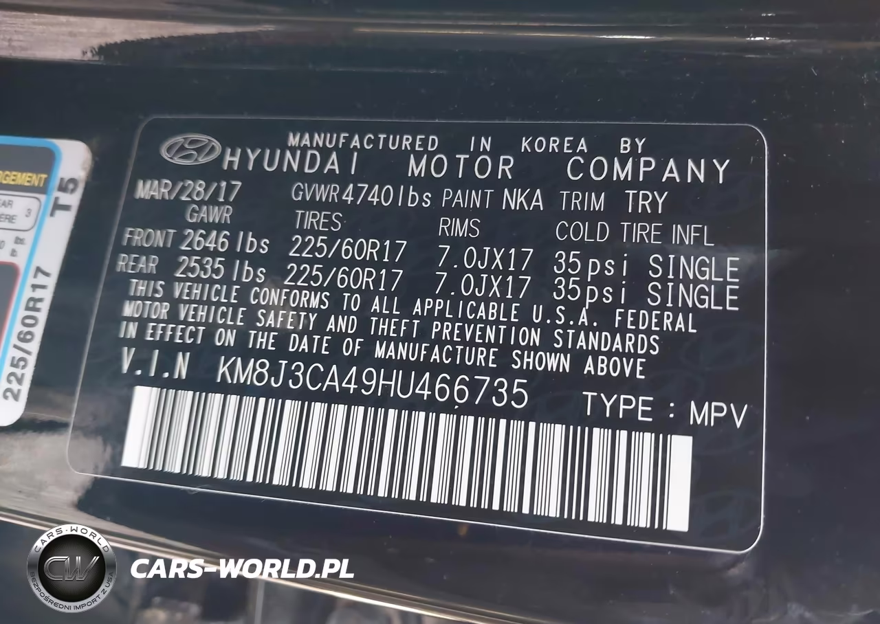 2017 Hyundai Tucson Se Plus VIN:KM8J3CA49HU466735 - 9