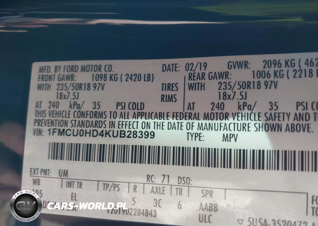 2019 Ford Escape Sel VIN:1FMCU0HD4KUB28399 - 9
