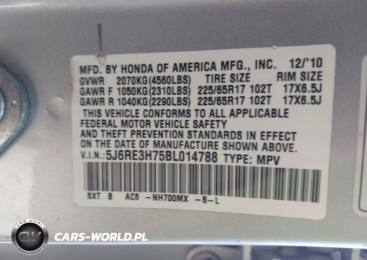 2011 Honda Cr-V Ex-L VIN:5J6RE3H75BL014788 - 9