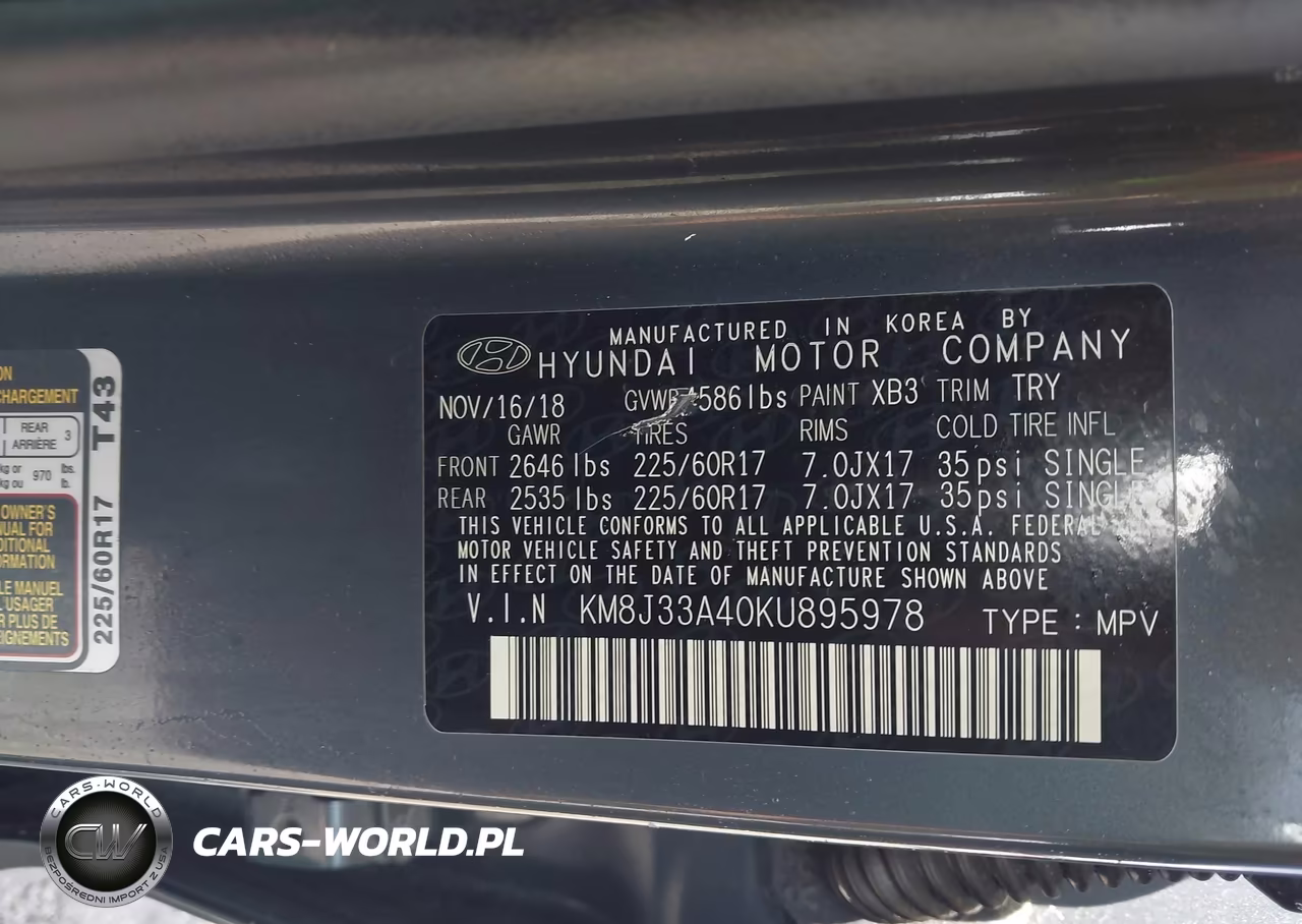 2019 Hyundai Tucson Value VIN:KM8J33A40KU895978 - 9