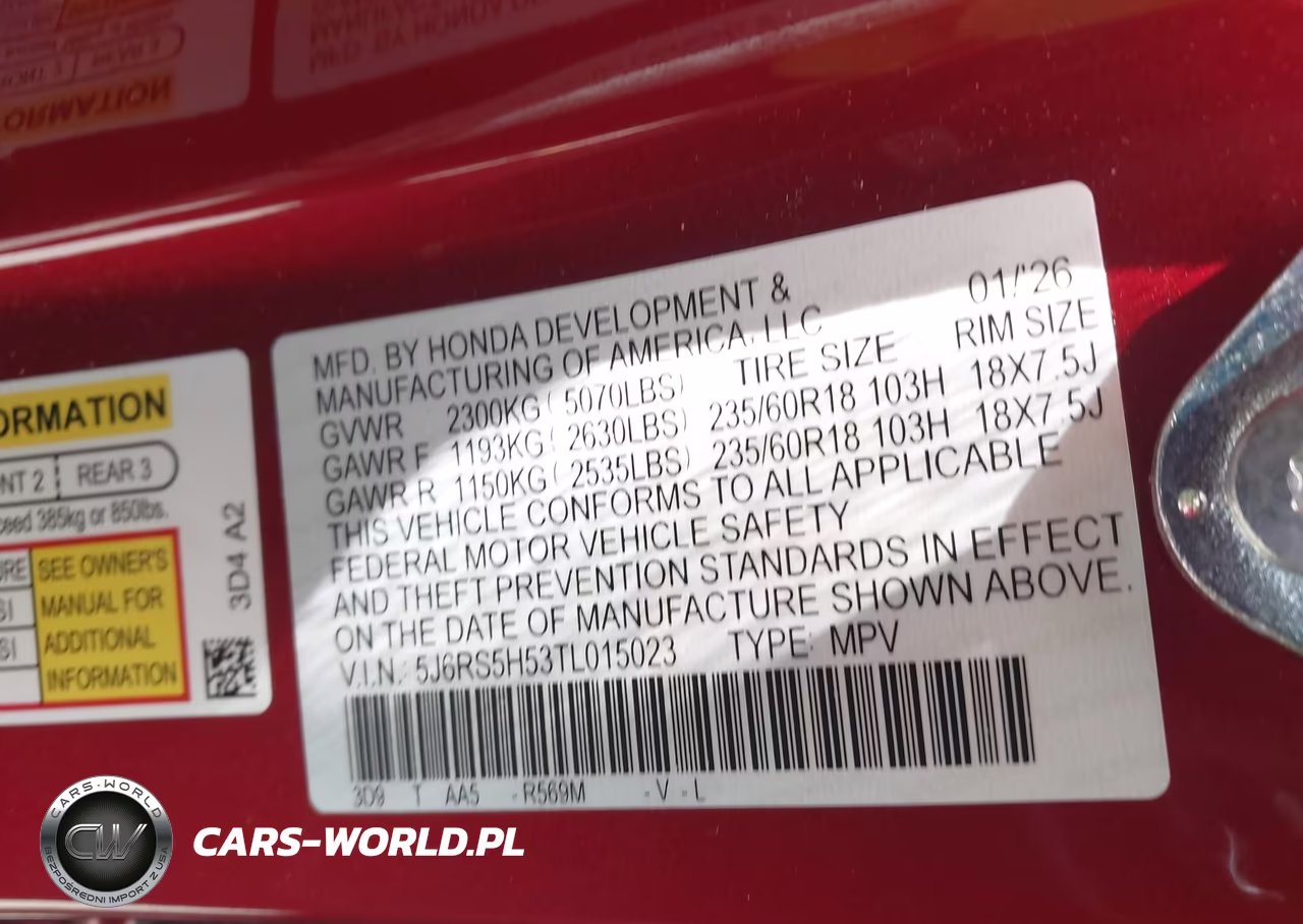 2026 Honda Cr-V Hybrid 2Wd Sport VIN:5J6RS5H53TL015023 - 9