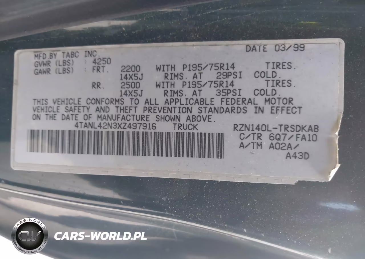 1999 Toyota Tacoma VIN:4TANL42N3XZ497916 - 9