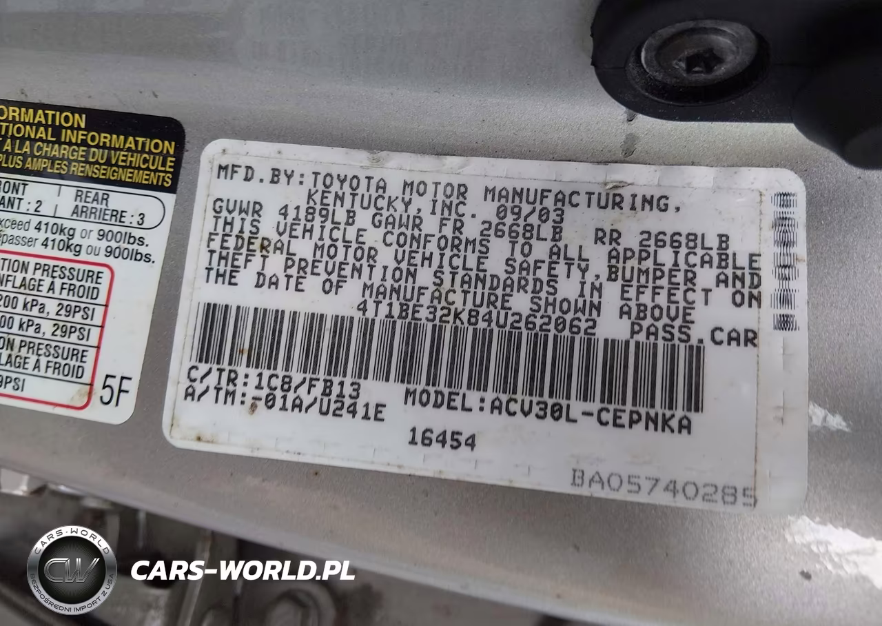 2004 Toyota Camry Le VIN:4T1BE32K84U262062 - 9