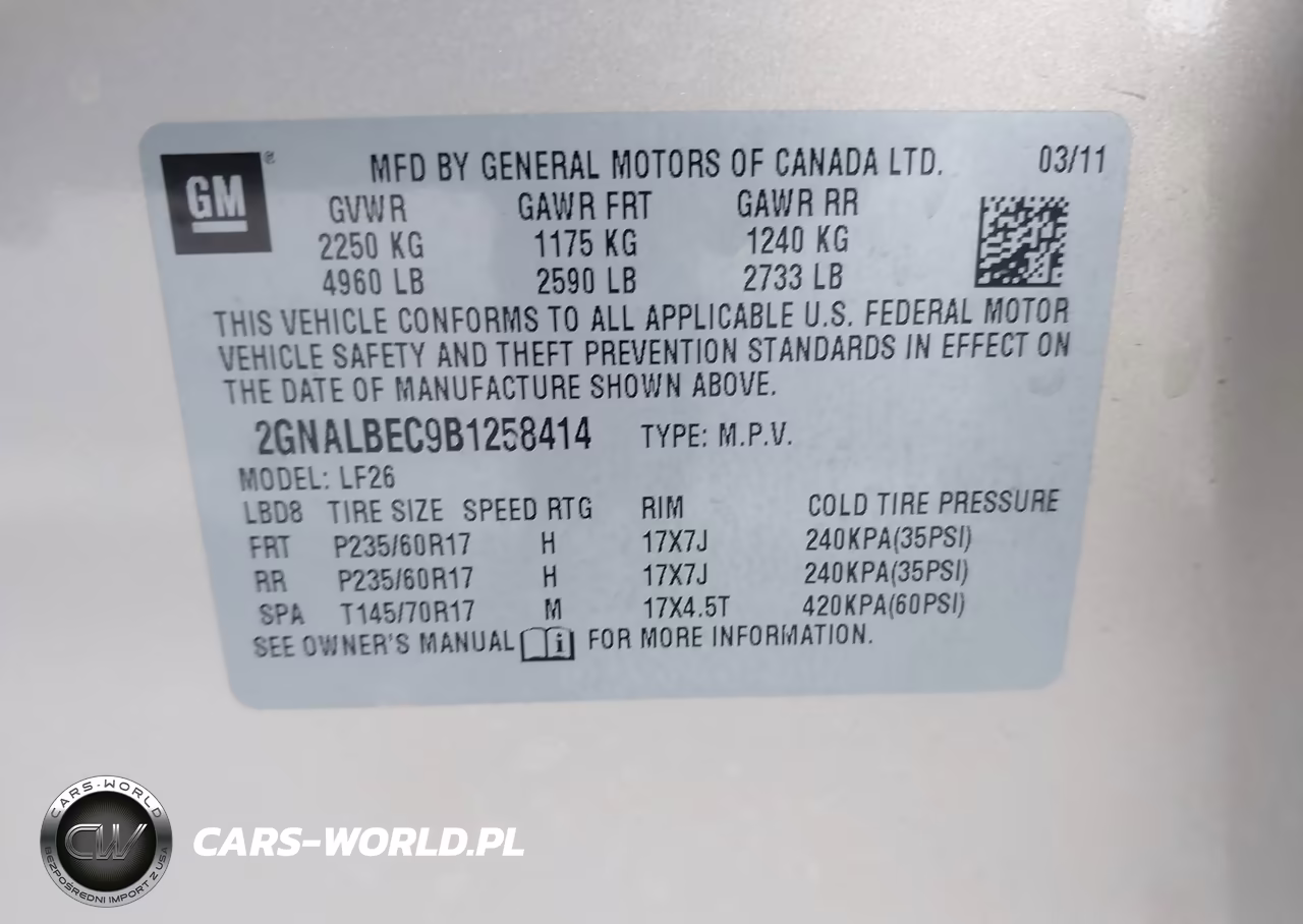 2011 Chevrolet Equinox Ls VIN:2GNALBEC9B1258414 - 9