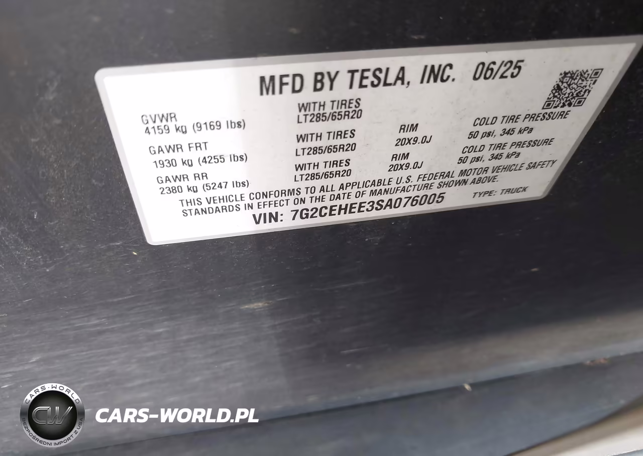 2025 Tesla Cybertruck VIN:7G2CEHEE3SA076005 - 9