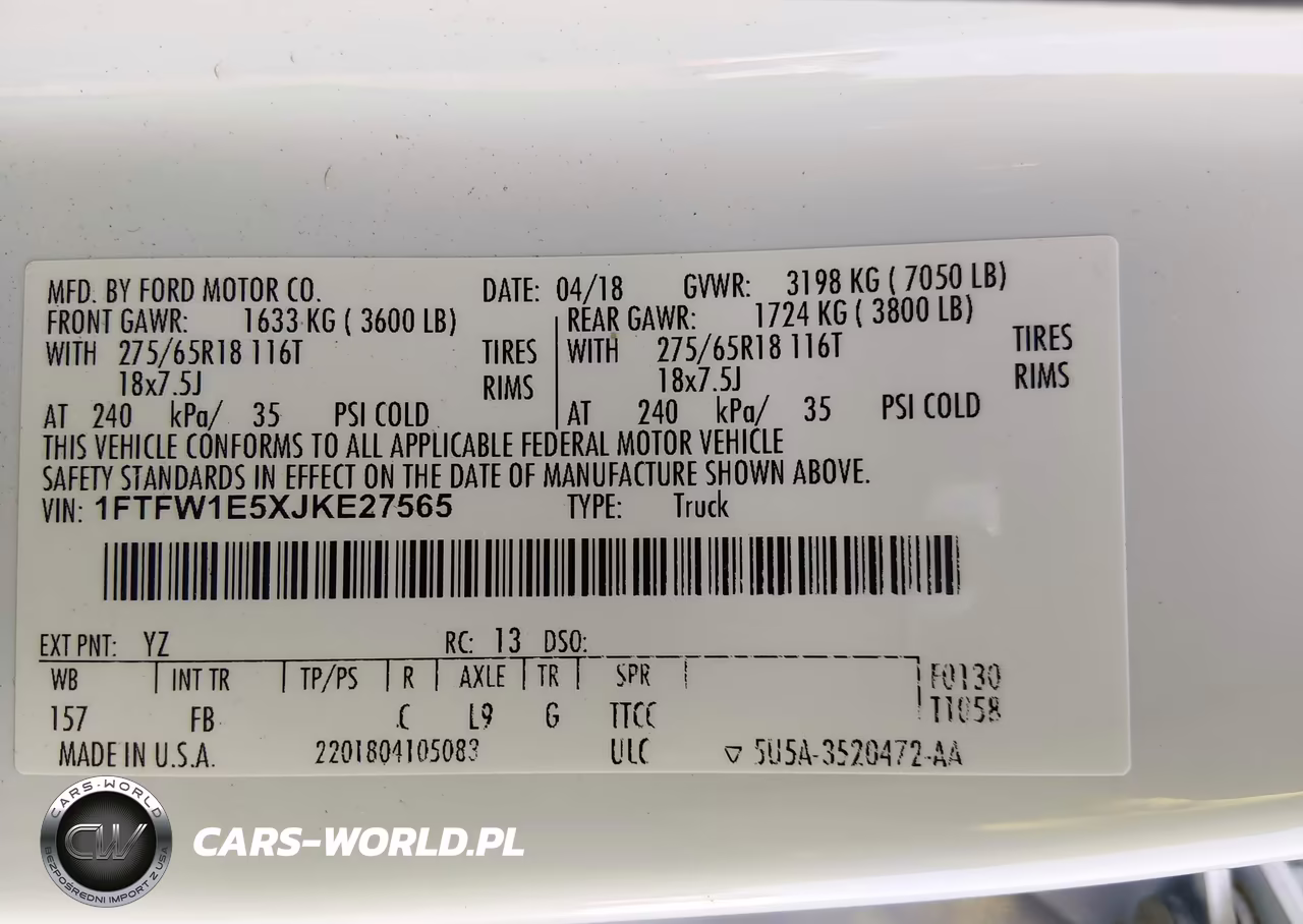 2018 Ford F-150 Xlt VIN:1FTFW1E5XJKE27565 - 9