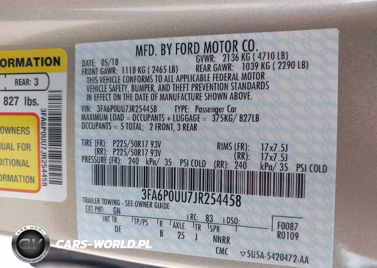 2018 Ford Fusion Hybrid S VIN:3FA6P0UU7JR254458 - 9