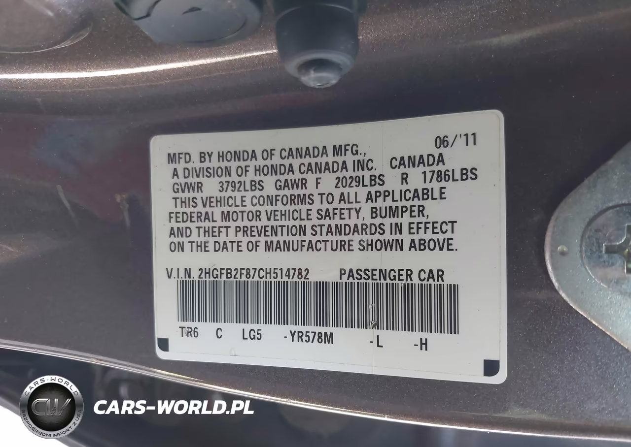 2012 Honda Civic Ex VIN:2HGFB2F87CH514782 - 9