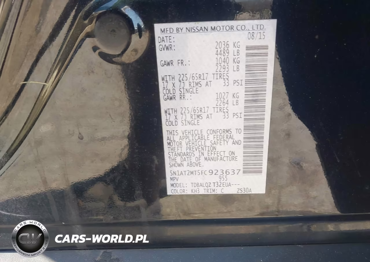 2015 Nissan Rogue Sv VIN:5N1AT2MT5FC923637 - 9