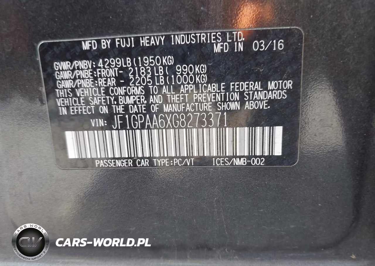 2016 Subaru Impreza 2.0I VIN:JF1GPAA6XG8273371 - 9