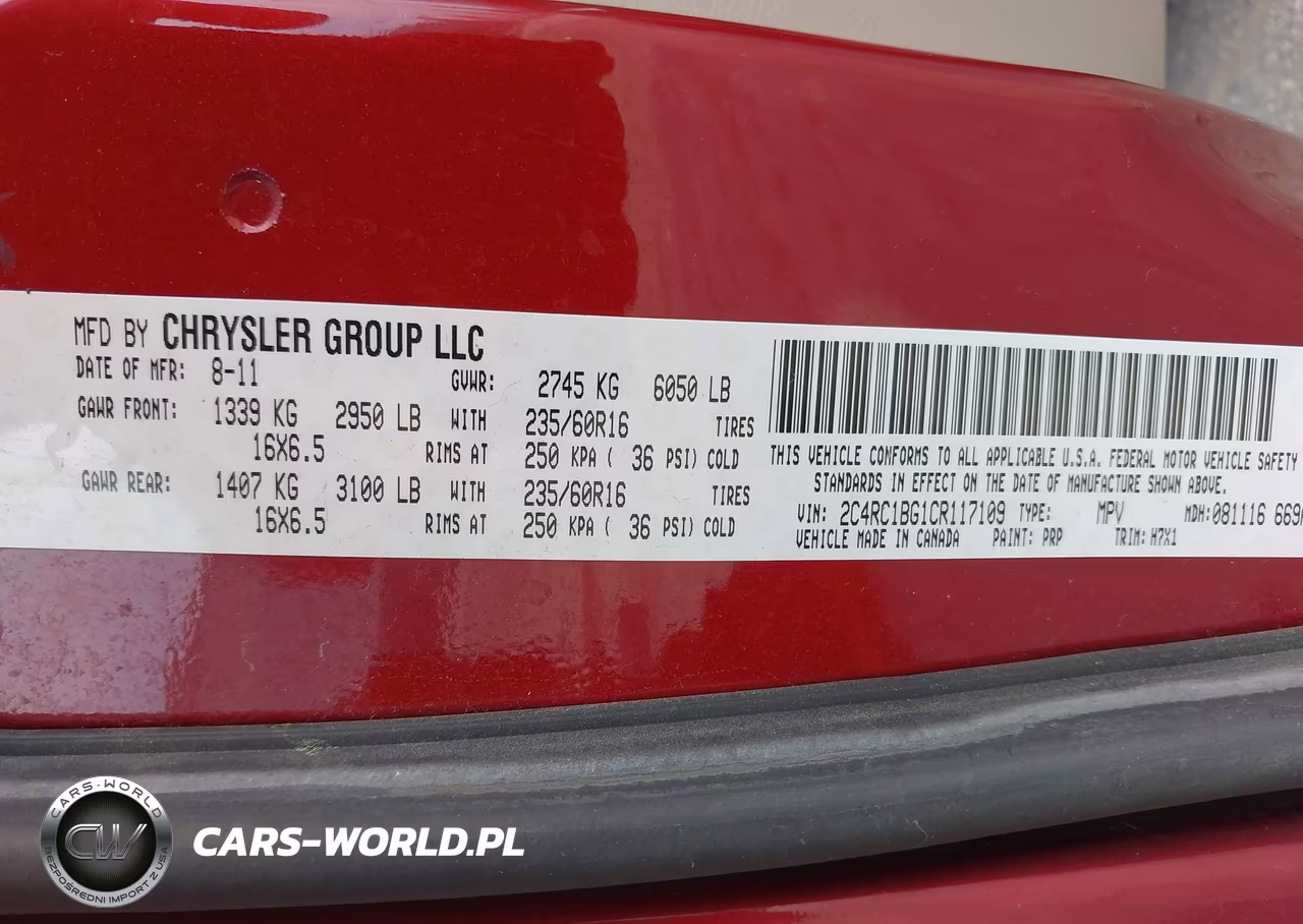 2012 Chrysler Town & Country Touring VIN:2C4RC1BG1CR117109 - 9