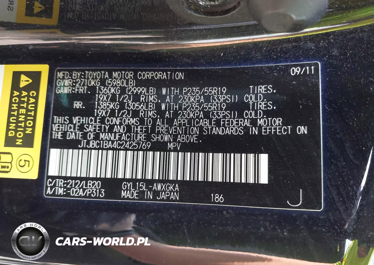2012 Lexus Rx 450H VIN:JTJBC1BA4C2425769 - 9