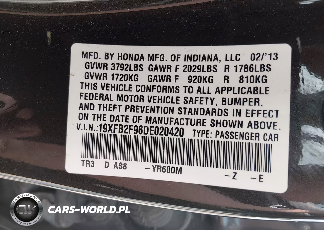 2013 Honda Civic Ex-L VIN:19XFB2F96DE020420 - 9