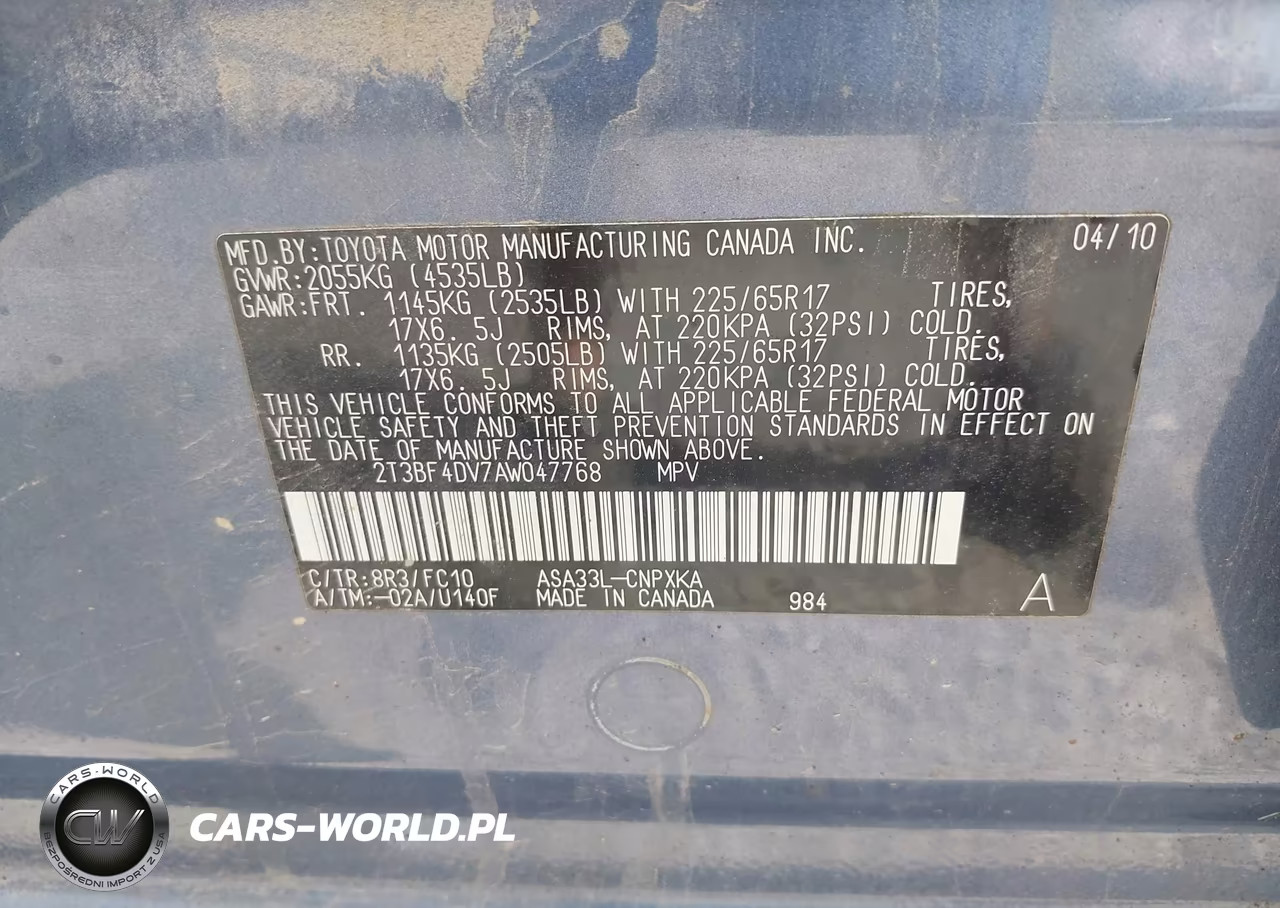 2010 Toyota Rav4 VIN:2T3BF4DV7AW047768 - 9