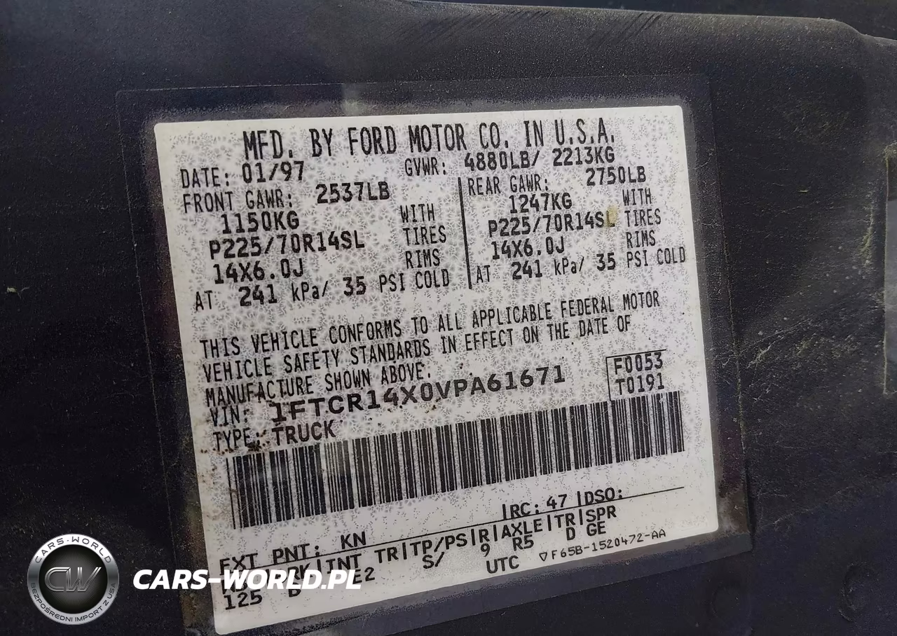 1997 Ford Ranger Splash-Xlt VIN:1FTCR14X0VPA61671 - 9