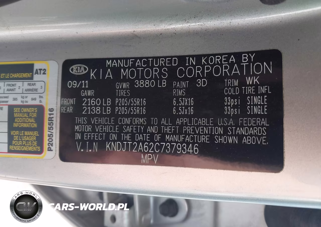 2012 Kia Soul + VIN:KNDJT2A62C7379346 - 9