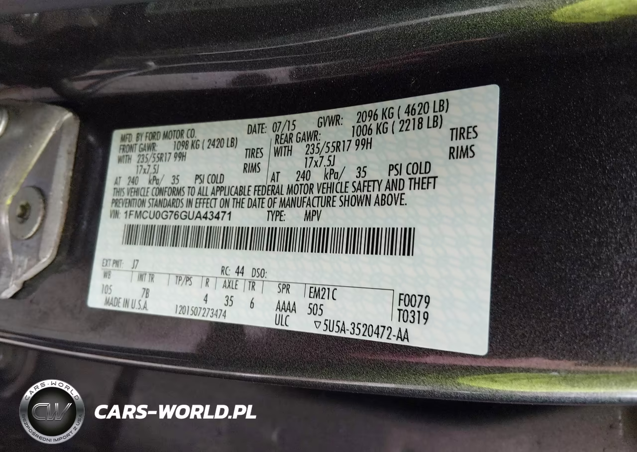 2016 Ford Escape Se VIN:1FMCU0G76GUA43471 - 9