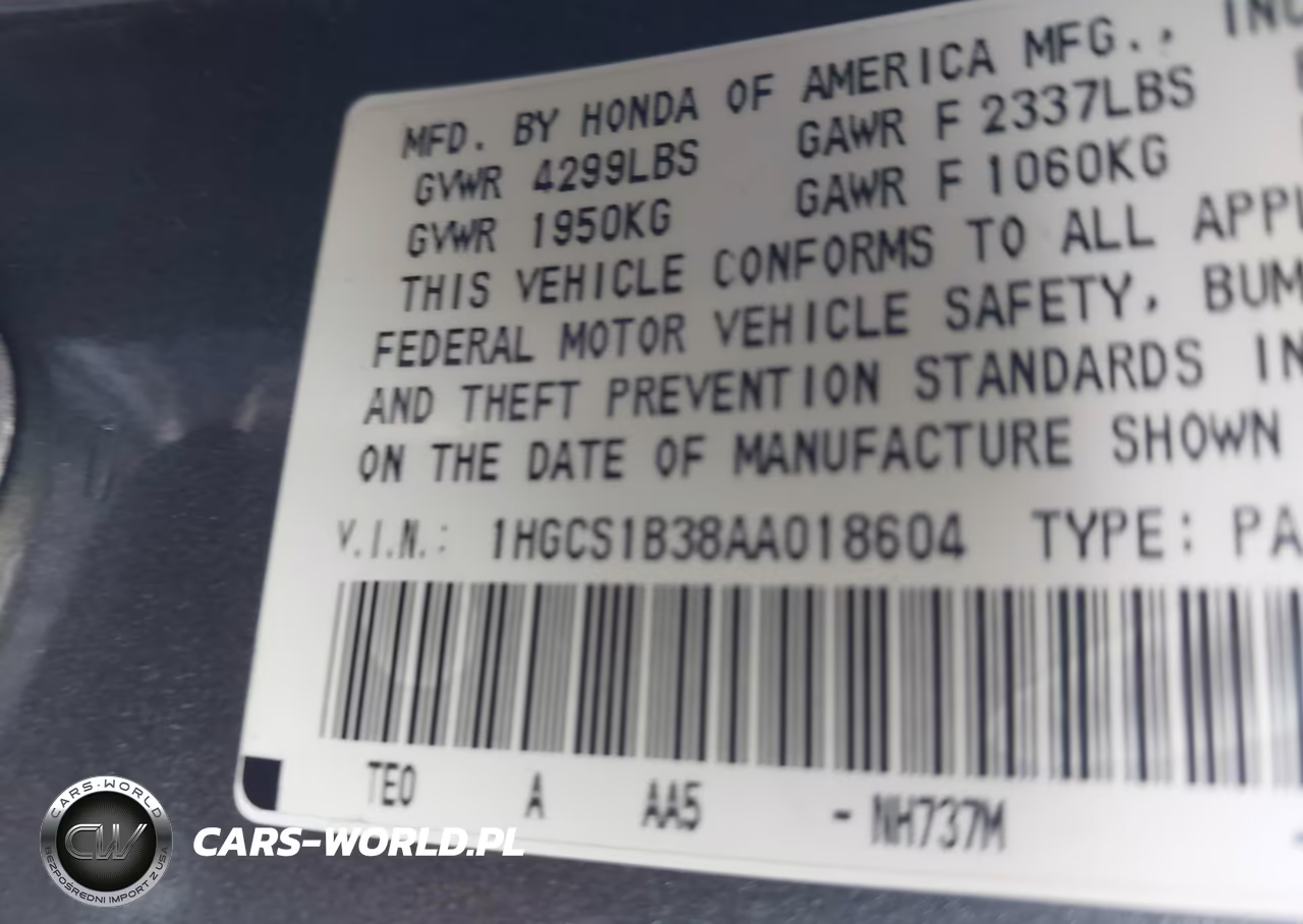 2010 Honda Accord 2.4 Lx-S VIN:1HGCS1B38AA018604 - 9