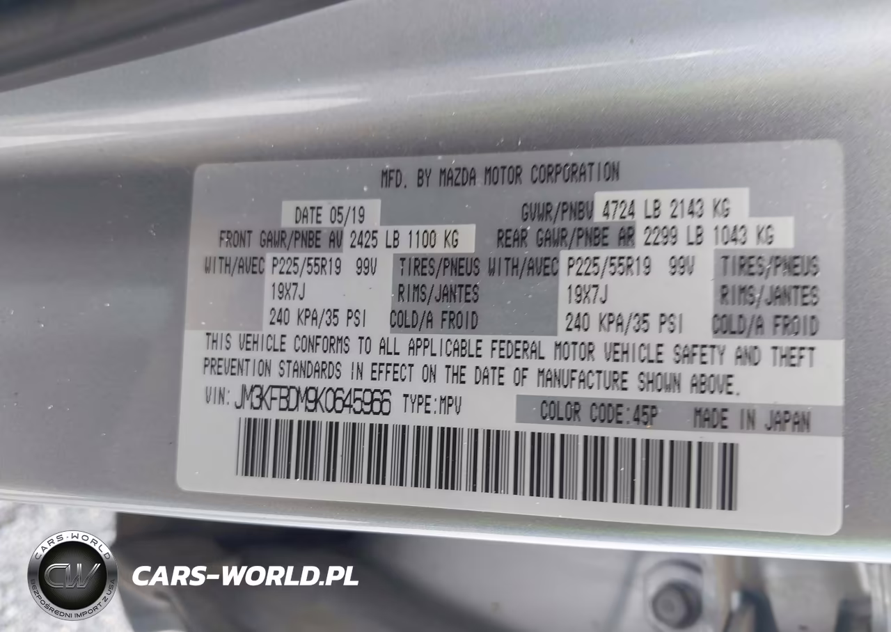 2019 Mazda Cx-5 Grand Touring VIN:JM3KFBDM9K0645966 - 9