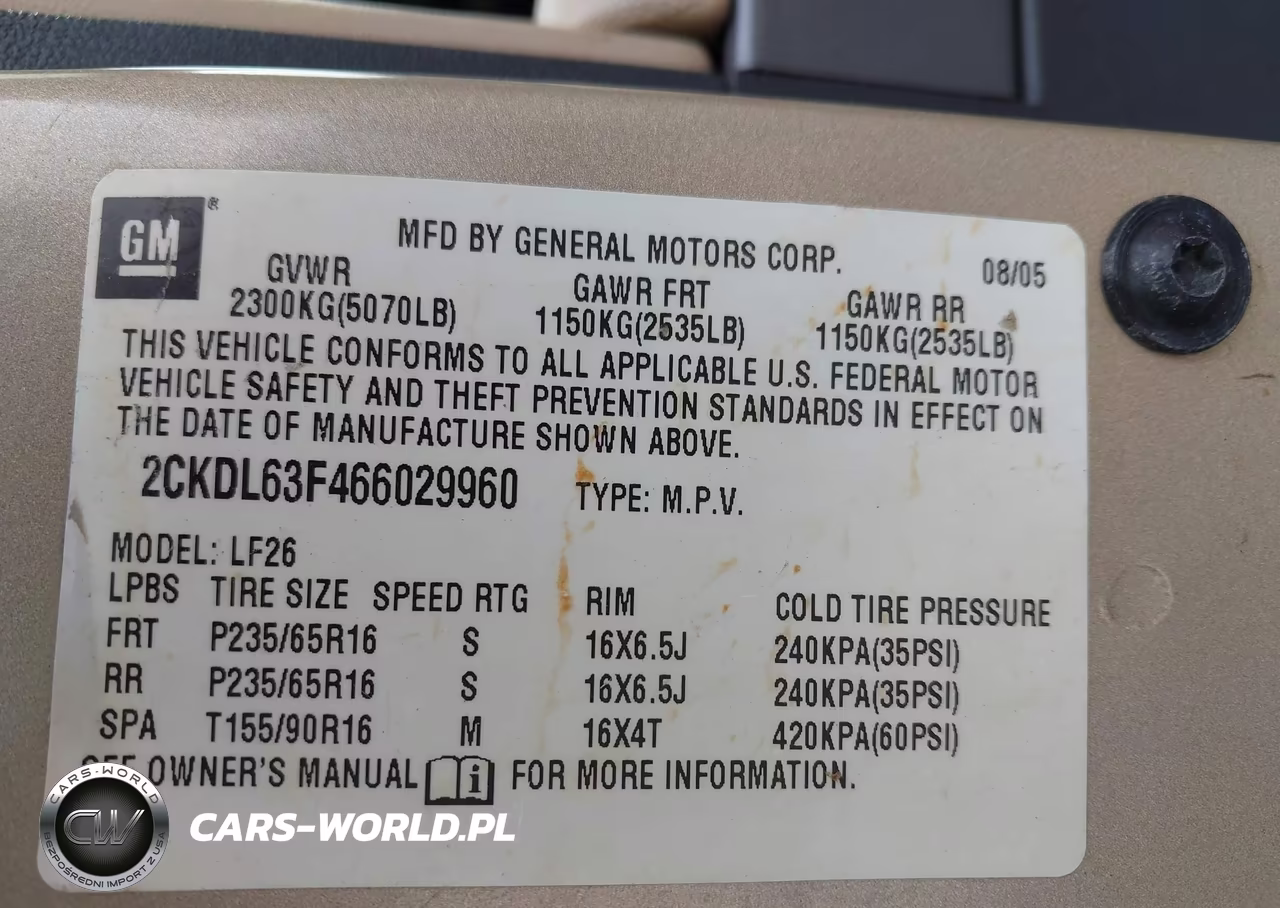 2006 Pontiac Torrent VIN:2CKDL63F466029960 - 9