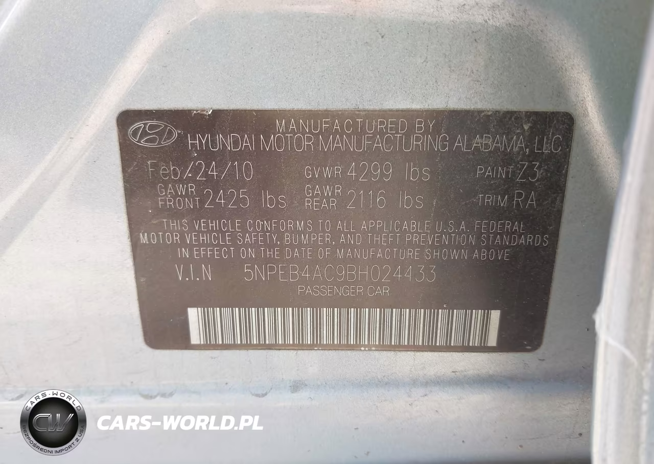 2011 Hyundai Sonata Gls VIN:5NPEB4AC9BH024433 - 9