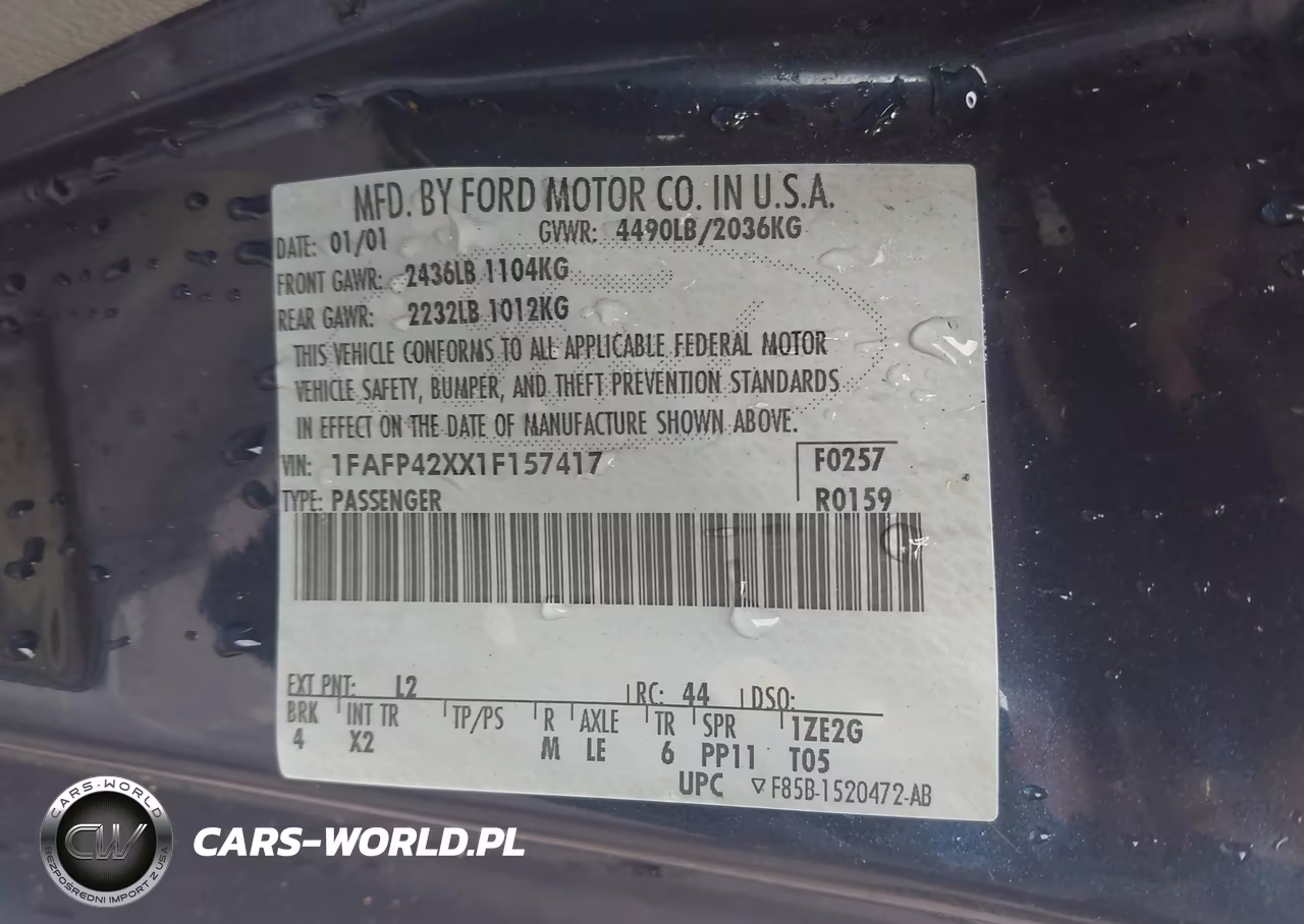 2001 Ford Mustang Gt VIN:1FAFP42XX1F157417 - 9