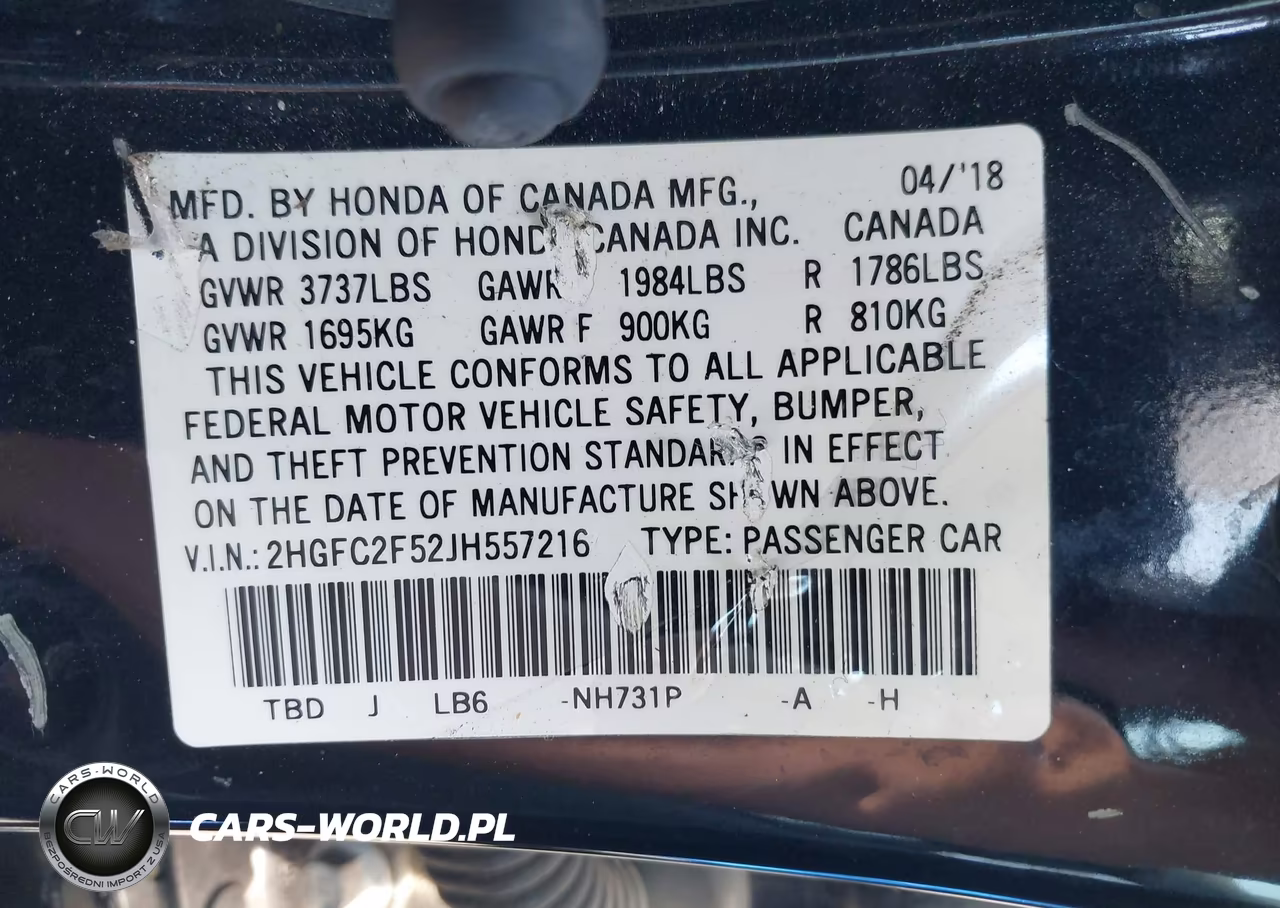 2018 Honda Civic Lx VIN:2HGFC2F52JH557216 - 9