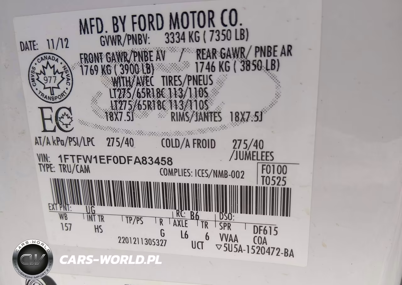 2013 Ford F-150 Lariat VIN:1FTFW1EF0DFA83458 - 9