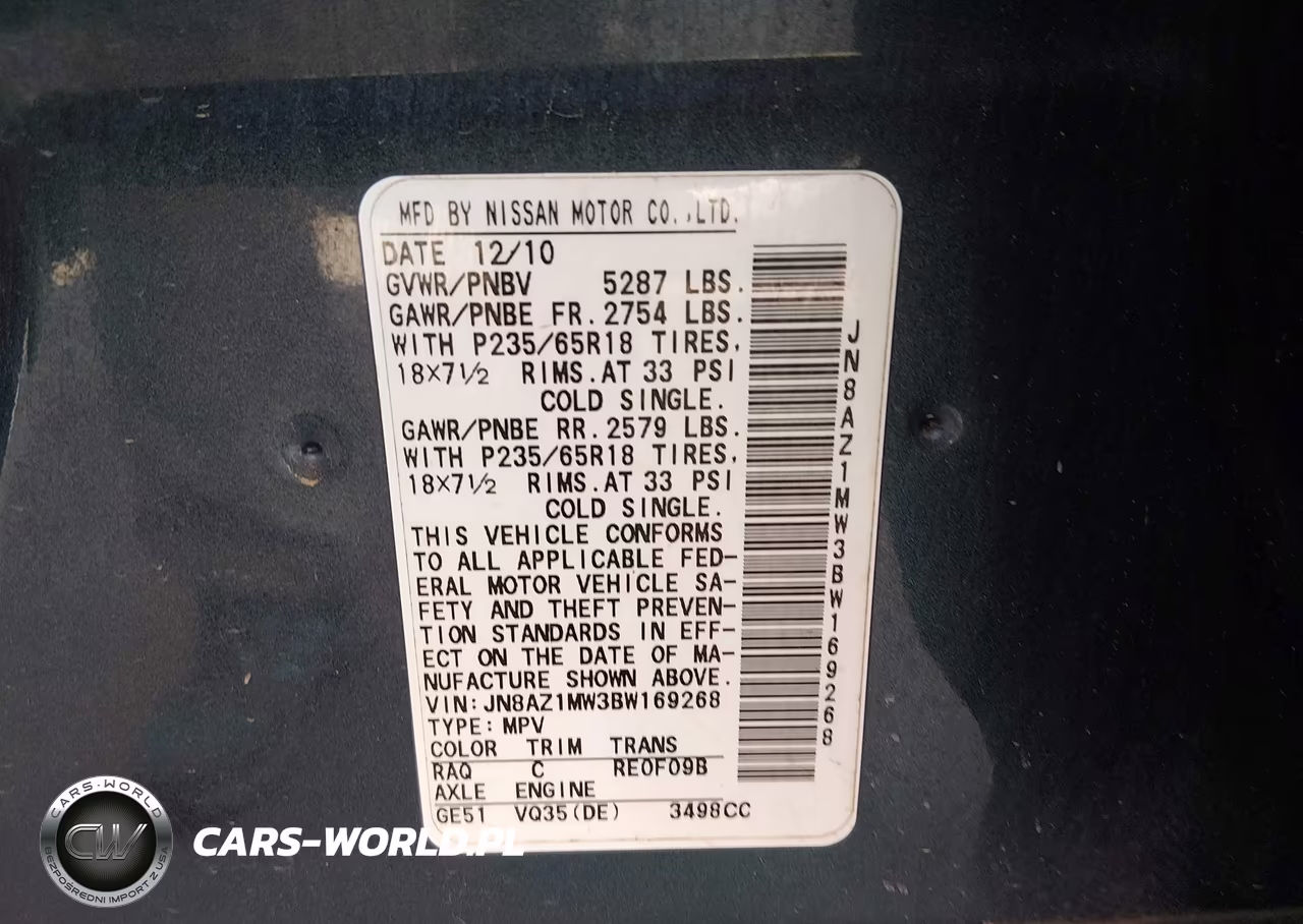 2011 Nissan Murano Sl VIN:JN8AZ1MW3BW169268 - 9