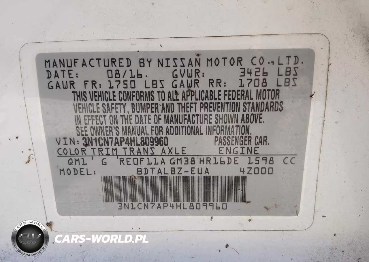 2017 Nissan Versa 1.6 Sv VIN:3N1CN7AP4HL809960 - 9